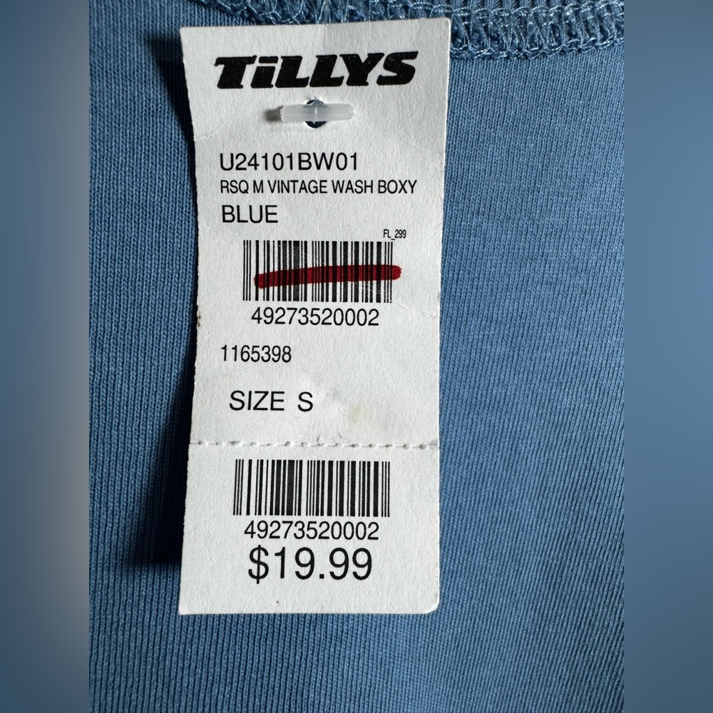 RSQ 100% Cotton Vintage Wash Men's Boxy Blue Tee Size Small - Picture 6 of 9